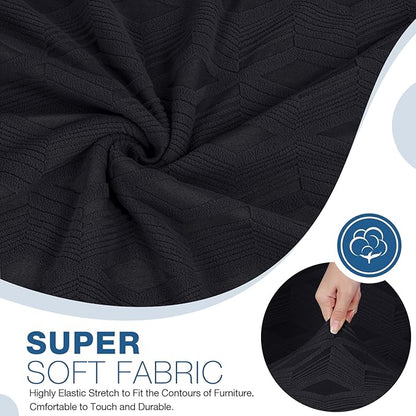 TAOCOCO Recliner Sofa Covers Stretch Reclining Couch Cover, Jacquard Recliner Couch Cover for 3 Seat Furniture Protector Sofa Slipcovers with Elastic Bottom for Kids, Pets (Black)