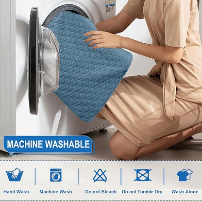 100% Waterproof Recliner Chair Covers That Stay in Place, Non-Slip Recliner Cover with 5 Pockets, Elastic Straps, Washable Reclining Chair Protector for Kids, Pets, Dogs, Gray Blue