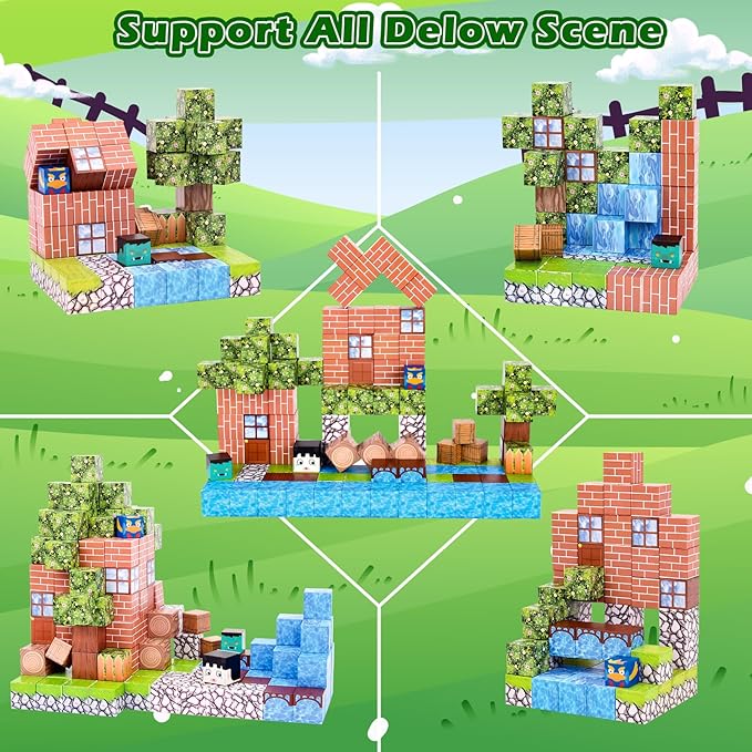 Ludmila 118PCS Magnetic Building Blocks Toy Set - Montessori STEM Toys, Forest House Construction Kit, 1-Inch Magnetic Cube Sensory Tiles for Kids Boys & Girls Ages 3+