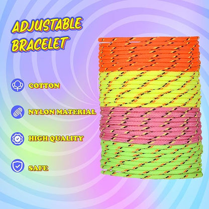 Bedwina Friendship Bracelets For Kids - (Pack of 144) Neon Adjustable Woven Rope Friendship Bracelets Bulk For Girls And Boys - Classroom Prizes For Kids Birthday Party Favors & Goodie Bag Stuffers