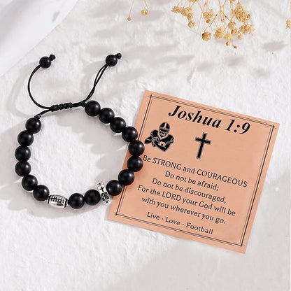 Baseball/Basketball/Football/Soccer Bracelet for Boys Cross Beaded Bracelet Gifts for Son Grandson Players Team Fan Friends,First Communion Christian Graduation Gifts for Teens Boys
