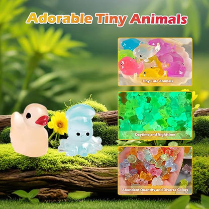 100 Pcs Blind Bags Mystery Mini Resin Animals Glow in the Dark Figurines, Mini Figures Mystery Bag for DIY Crafts, Fairy Garden Decor, Dollhouse Accessories, Party Favors, for Kids
