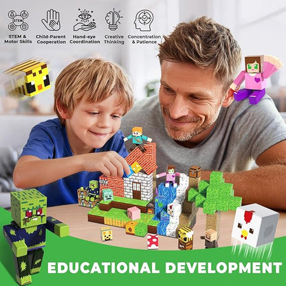 Magnetic Blocks - 164PCS Magnetic Building Blocks Cubes, Magnet Toys for Kids Age 3+, Toy Building Set for Kids, Magnets Stacking Construction Toys Easter Birthday Gifts for Boys Girls Age 4-8, 8-12