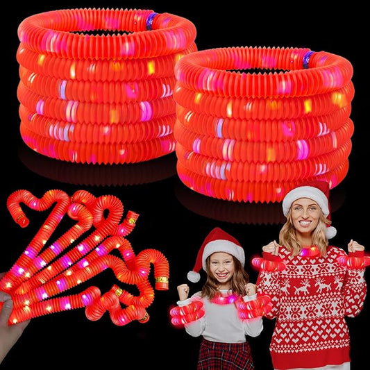 12 PCS Red Glow Sticks Valentines Day Party Favors for Kids, LED Light Up Necklaces Bracelets Accessories for Toddlers, Glow Birthday Mardi Gras Party Supplies Decorations for Boys Girls