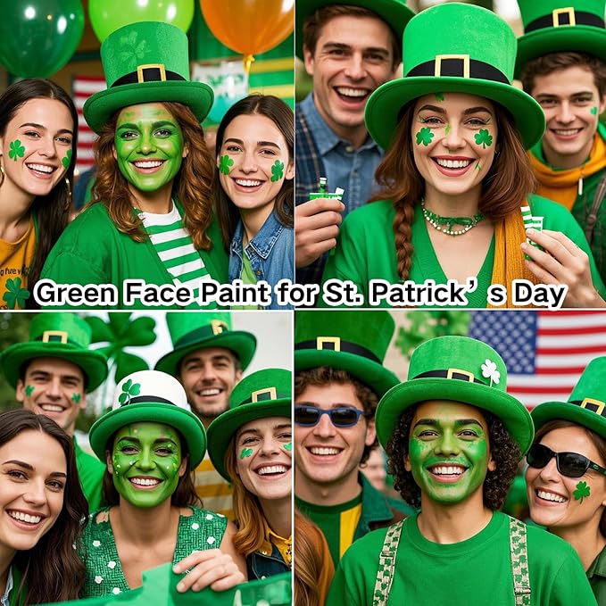 MEICOLY Light Green Face Body Paint(2.37Oz),St Patrick's Day Accessories, Lime Green Face Paint for Halloween SFX Witch Elphaba Makeup,Camouflage Hunting Hulk Gamora, Christmas Stockings Stuffer