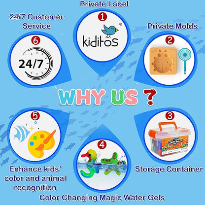Kiditos Color Changing Magic Water Elf Toy Kit, Magic Aqua Fairy Water Gel Kit with 6 Color Changing Gels and 6 Molds. Christmas Gifts, Birthday Gifts, Party Favors, Arts&Crafts DIY STEM Kits for Kids