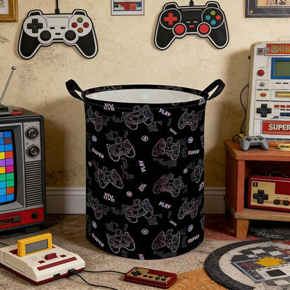 Game hamper,Waterproof foldable Kids laundry basket,Nursery Hamper,Kids Room decor,Toy organizer,Dirty clothes basket(Cute games)