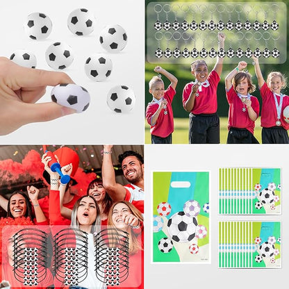 295 Pieces Soccer Party Favors Supplies Set Bulk Mini Soccer Ball Soccer Slap Bracelet Tattoo Sticker Keychain Adjustable Bracelet Goodie Bag Fillers for Sports Soccer Party Gifts Bags (Soccer)