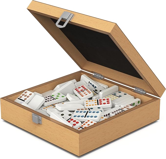 Spin Master Games, Yellowstone Mexican Train Dominoes Set, Classic Tile Board Game in Wood Case for Family Game Night, Modern Dominoes, for Adults and Kids, 2-8 Players Ages 8 & Up