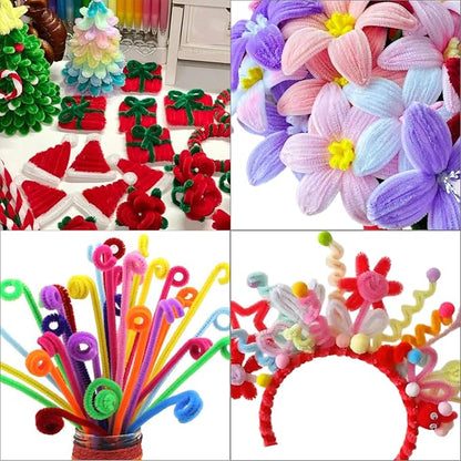 Swpohrat 100 Pieces Red Pipe Cleaner Craft Set,Thick Fuzzy Chenille Stem Pipe Cleaners for DIY Craft Projects and Decorations