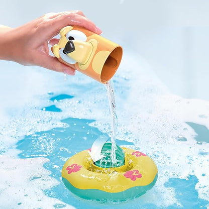 TOMY Toomies Splash & Float Bingo and Bluey Water Toys - 2-in-1 Toddler Water Toys with Pour Cup and Water Wheel Toy - Toddler Bath Toys and Bluey Toys - Ages 18 Months and Up
