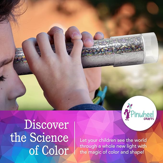 Pinwheel Crafts DIY Kaleidoscope Kit for Kids - Educational Science Art Craft Kit with Glowing Stars