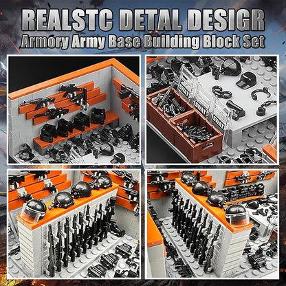 583 Piece Armory Building Set,WW2 Military Base Army Equipment Building Kit,STEM Battle Swat Team Toys,Weapon Pack Military Equipment Gear Sets,Christmas Birthday Gifts for Boys,Teens,Adults