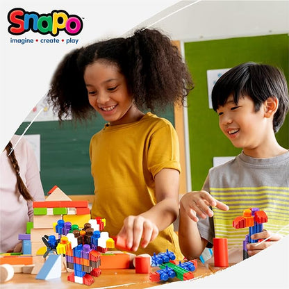SNAPO Advanced Builder Blocks 7 Years and up - Six-Sided Toddler Building Blocks - Build Planes, Cars and Trains - Unisex Stackable Assembly Blocks for Kids (300pcs)