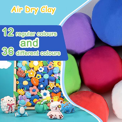 Air Dry Clay kit, EDIFON Modeling Clay Ultra Light Magic Clay with Tools, Safe and Non-Toxic Modeling Clay, Ideal Gift for Kids (48 Colors + Tools)