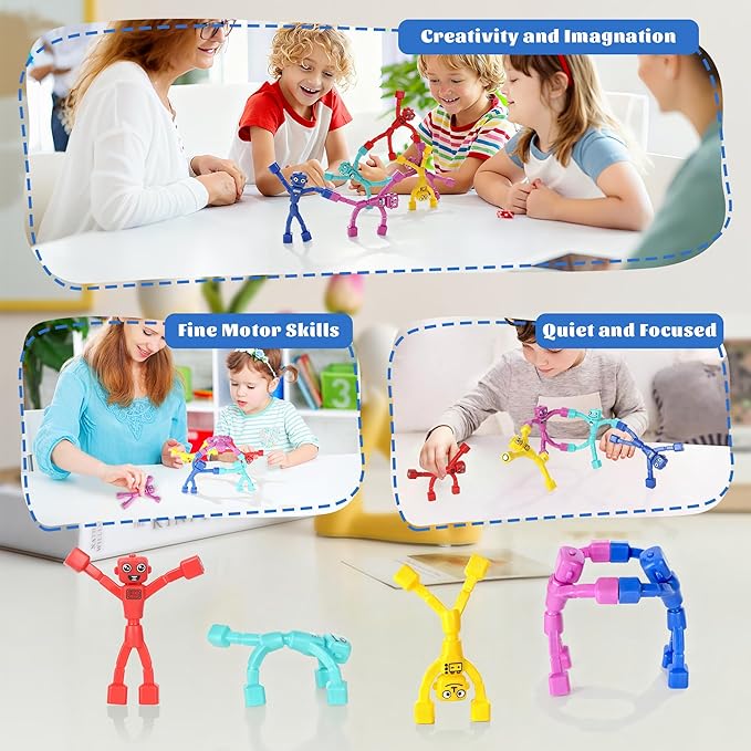 Mruikeny Magnetic Robot Men Travel Toys, Magnetic People Sensory Fidget Toys for Toddlers Kids Adults Airplane Car Road Trip, Magnet Men Christmas Stocking Stuffers Gift 5PCS