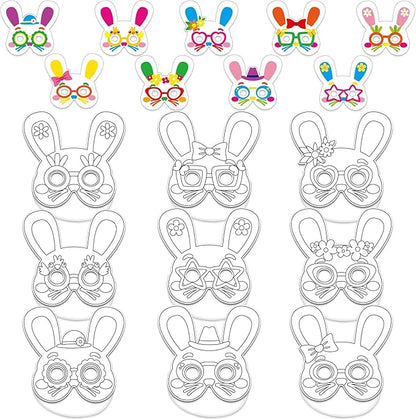 36 Set Easter Mask Crafts Bunny Coloring Masks Easter Activities DIY Arts and Crafts Spring Bunny Games Blank Masquerade Mask Animal Paper Rabbit Mask For Birthday Party School Classroom Home Favor