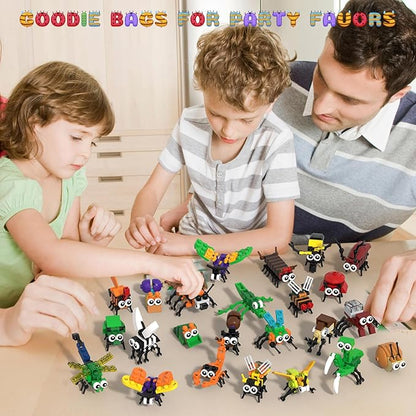 Party Favors for Kids 24 Pack Insect Building Sets, Bulk Educational Bug Blocks Toy for Valentines Day Classroom Prizes, Goodie Bags, Easter,Christmas, Birthday Party Gifts for Boys and Girls