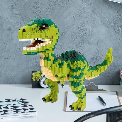 Dinosaur Tyrannosaurus Rex Building Blocks Velociraptor Model Decor Micro Mini Blocks Toy Birthday for Age 6+ Children Adults Teens 1457 Pieces
