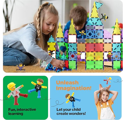 PicassoTiles Magnetic Figures 8 Piece Character Action Figure Toddler Toy Set Magnet Expansion Variety Pack Play People Add-ons STEM Learning Kit Pretend Playset for Construction Building Block PTA03