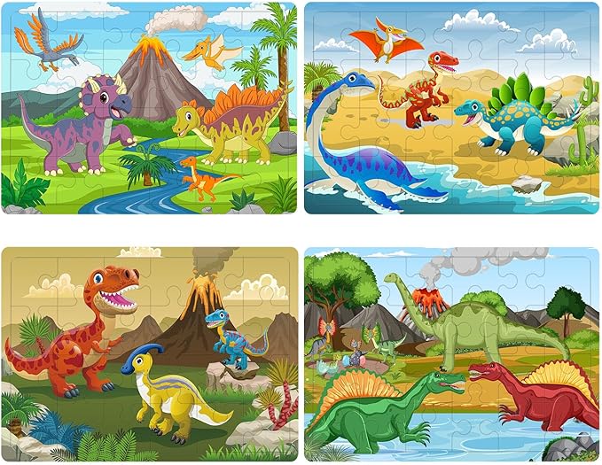 Puzzles for Kids Ages 3-5 4-6, 24 Pieces Dinosaur Wooden Jigsaw Puzzles for Toddlers Ages 3 4 5 6 Year Olds Educational Learning Toys Children Puzzles for Kids Boys and Girls
