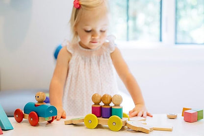 3 Piece Tegu Magnetic Racer Building Block Set, Purple