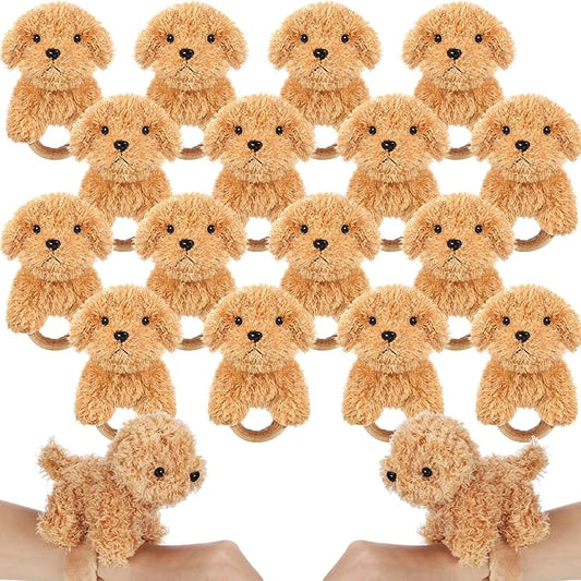 Ceenna 16 Pcs Valentine's Day Puppy Stuffed Animal Slap Bracelets Cute Puppy Slap Bracelets 8.66 Inch Adorable Puppy Slap Wrist Bracelets Bulk for Birthday Party Gifts Favors Goodie Bag Fillers