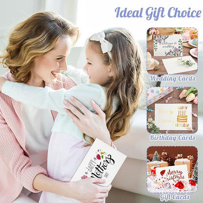 Prudiut 60 Sets Watercolor Paper with Envelopes, 140 lb/300 GSM NOT FOLDABLE Watercolor Paper Cards Blank Watercolor Postcards for Christmas Greeting Cards, Wedding Invitations, Thank You Cards