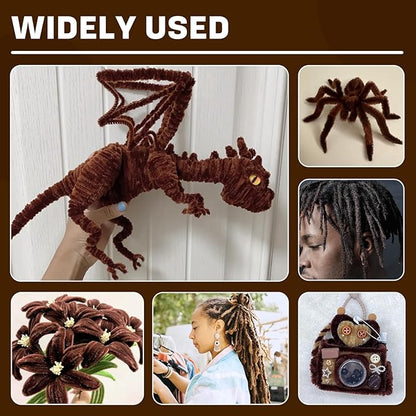 180 Pieces Pipe Cleaners Chenille Stem, Brown Pipe Cleaner, Craft Pipes Cleaners, 11.8inch Christmas Pipes Cleaner Chenille Stems for DIY Art Crafts Decorations Supplies (Dark Brown)