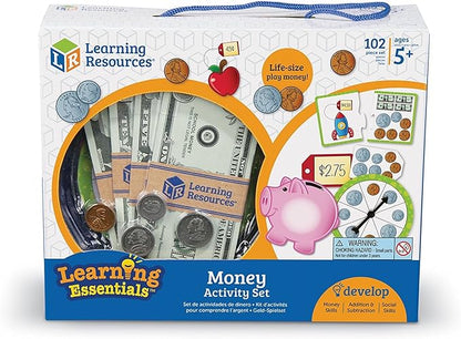 Learning Resources Money Activity Set - 102 Pieces, Ages 5+ Play Money for Kids, Pretend Money for Kids, Play Money Set, Money and Banking Play Toys, Kindergartner Learning Toys