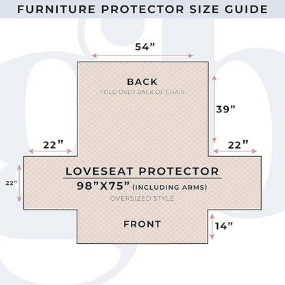 Great Bay Home Medallion Stitched Solid Furniture Protector Stain Resistant Durable Furniture Protector Elenor Collection (Loveseat, White/Sand)