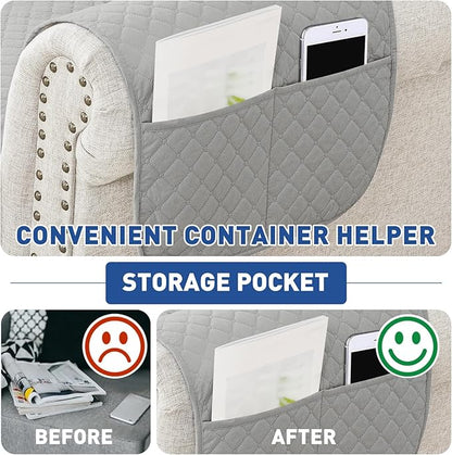 XINEAGE Loveseat Sofa Cover Waterproof Couch Covers for 2 Cushion Couch, Soft Washable Slipcover with Pockets & Non-Slip Elastic Straps, Thick Furniture Protector (Loveseat, Light Grey)