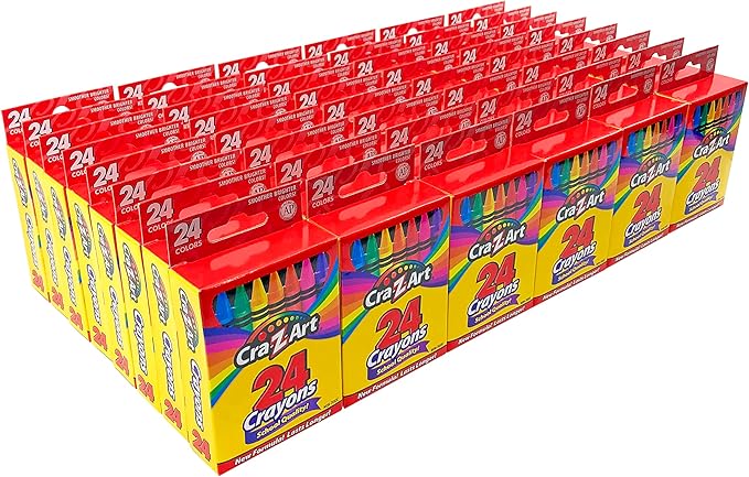 Cra-Z-Art Crayons Bulk Pack School Supplies, 24 Count Crayon Box Pack of 48 Individual Crayon Boxes