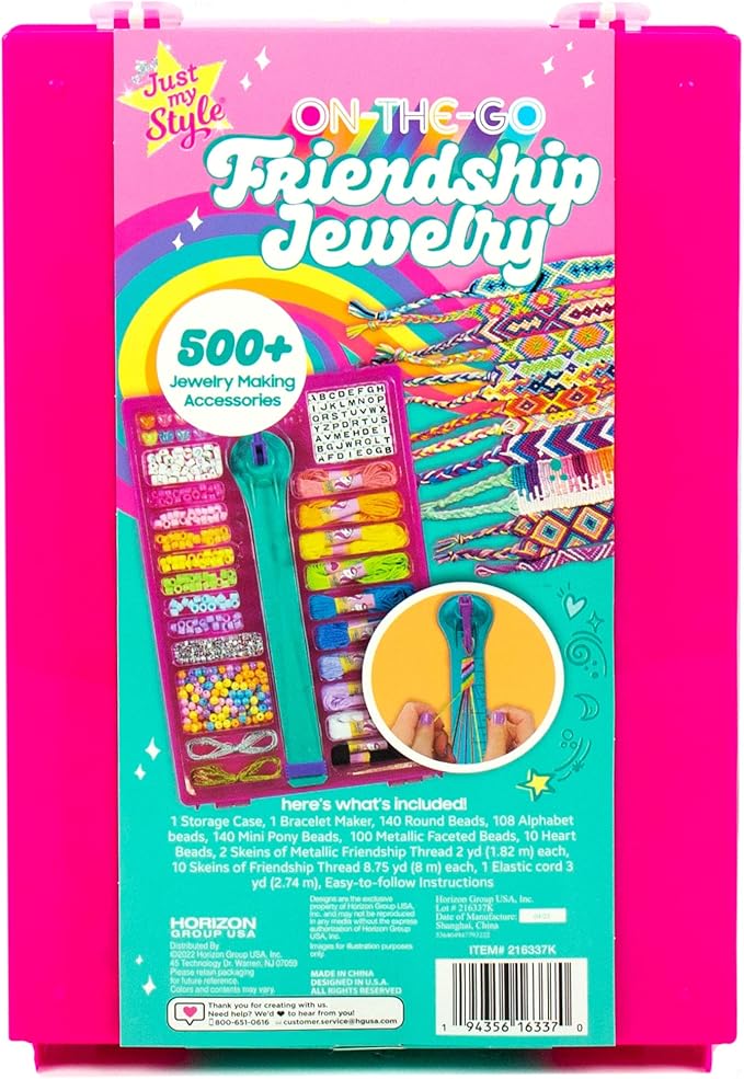 Just My Style On-The-Go Jewelry Studio – Bracelet-Making Travel Kit – DIY Bead & Braid Set for Kids Ages 6+