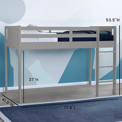 Delta Children Twin Loft Bed with Guardrail and Ladder (Coordinates with Batman, Spider-Man & Harry Potter Tents Sold Separately), Grey