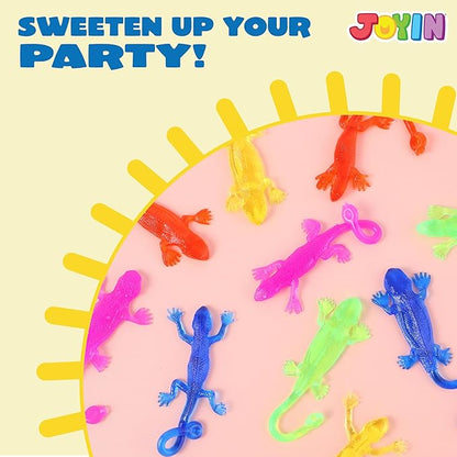 JOYIN 48Pcs Sticky Lizards Party Favors, Party Favors Set for Kids, Holiday Traditions, Classroom Treasure Box, Carnival Prizes, Bulk Pinata Stuff Mini Toys, Goodie Bags for Kids