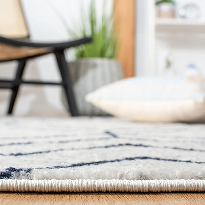 SAFAVIEH Adirondack Collection Runner Rug - 2'6" x 6', Light Grey & Navy, Modern Geometric Design, Non-Shedding & Easy Care, Ideal for High Traffic Areas in Living Room, Bedroom (ADR241N)