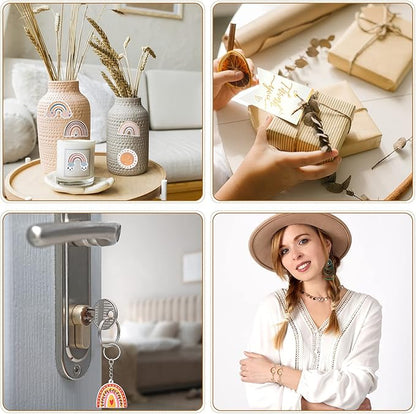 130 Pcs Rainbow Party Favors Including 20 Bohemia Bracelet 20 Rainbow Keychains 50 Rainbow Stickers 20 Organza Bags 20 Thank You Tags for Rainbow Baby Shower Party Decorations