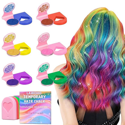 Hair Chalk for Girls 6 Color Temporary Hair Color Dye Shimmer Glitter Hair Color Makeup Washable Hair dye Christmas Birthday Gift for Girls Age 4 5 6 7 8 9 10-12 Year Old