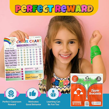 UpBrands 12-Pack Green 7-Inch Zipper Bracelets – Themed Fidget Party Favors for Earth Day, Bulk Sensory Toys for Kids, and Lucky Accessories for St. Patrick’s Day