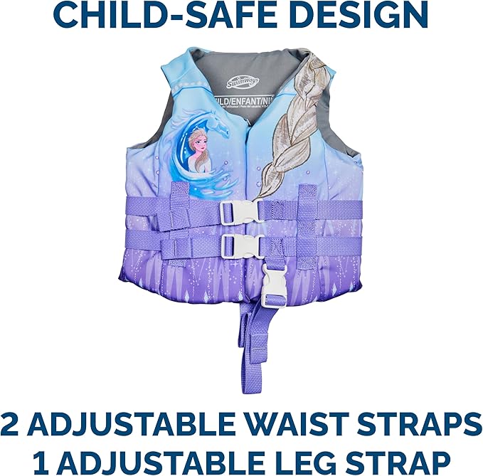 SwimWays Disney Princess Swim Trainer Life Jacket, US Coast Guard Approved Life Vest Kids Swim Vest, Pool Floats & Life Jackets for Kids 33-55 lbs, Elsa