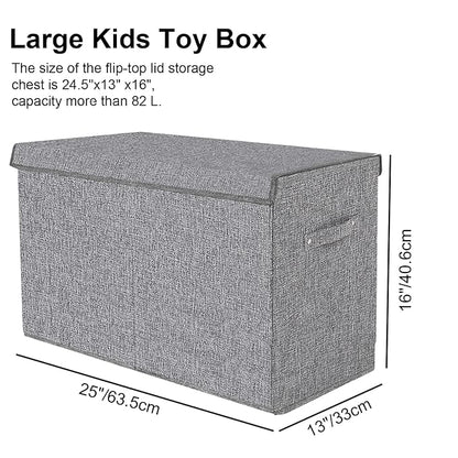 VERONLY Collapsible Toy Storage Bin with Lid, 82L Large Capacity - Gray Neutral Space-Saving Organizer for Playroom, Bedroom & Nursery, Foldable Design