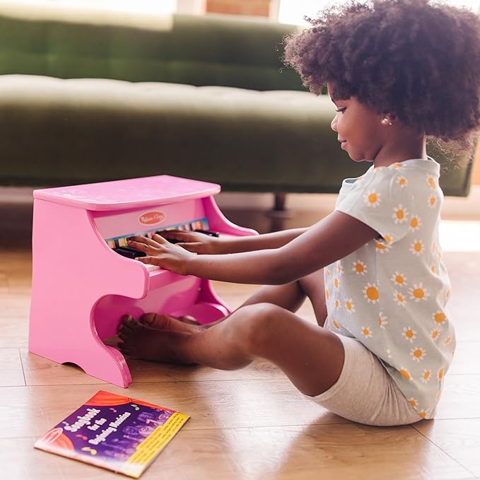 Melissa & Doug Learn-to-Play Pink Piano With 25 Keys and Color-Coded Songbook