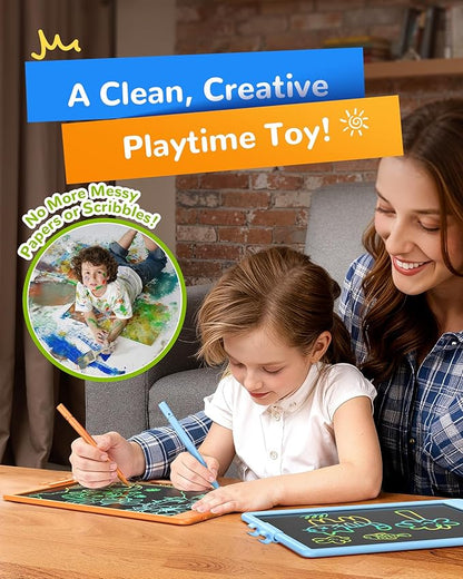 KOKODI LCD Writing Tablet, 10 Inch Colorful Doodle Board Drawing Tablet, Erasable Reusable Electronic Drawing Pads, Educational and Learning Toy for 3-6 Years Old Boy and Girls