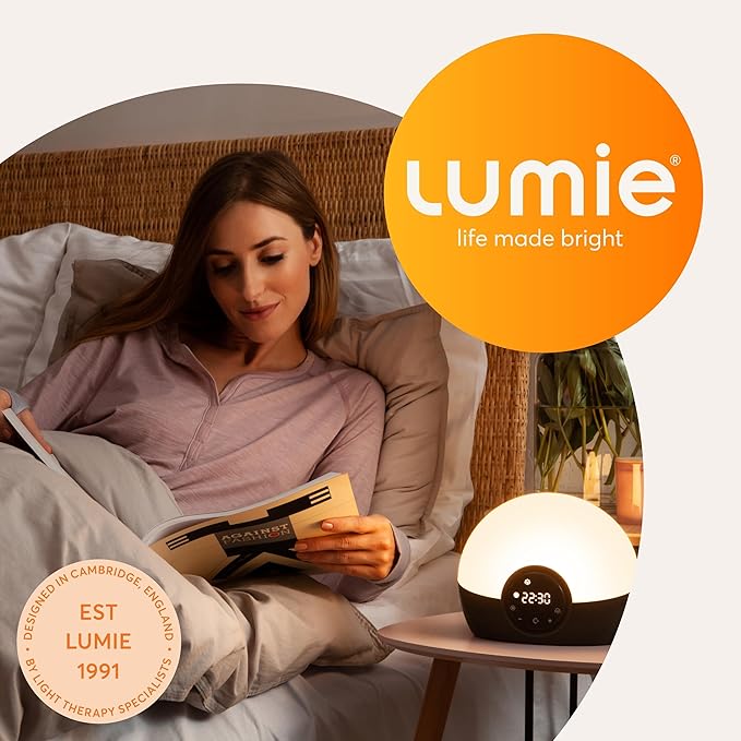 Lumie Bodyclock Glow 150 - Alarm Clock Simulates Sunrise & Sunset - Bedside Lamp with Customizable Light Duration - Wake-Up Light, Night Light & Reading Light - with Warm LEDs