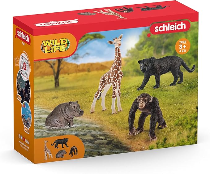 Schleich Wild Life, 4-Piece Animal Toy Set, Safari Animal Toys for Boys and Girls Ages 3+