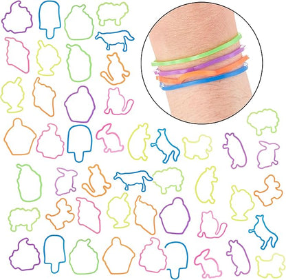 Expressions 48pc Shaped Gummie Bracelets - Bulk Pack Bright Colored Shaped Rubberband Bracelets | Bracelet Rubber Bands Kit, Rubber Bracelets For Kids & Kids Party Favors, Colored Rubber Bands