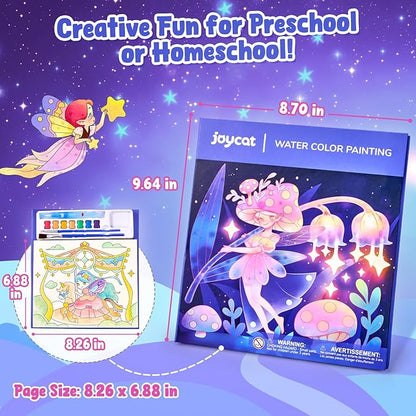 JoyCat Paint with Water Coloring Books for Toddlers, Watercolor Painting Sets for Kids Ages 3-5 4-8, Arts and Crafts Drawing Activities Toy Birthday Gifts for Boys Girls (Elf Friends)
