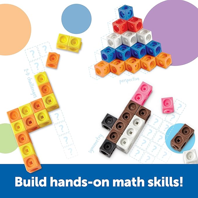Learning Resources STEM Explorers MathLink Builders - 100 Pieces, Ages 5+, Kindergarten STEM Activities, Math Activity Set and Games for Kids, Linking Cubes, Connecting Cubes
