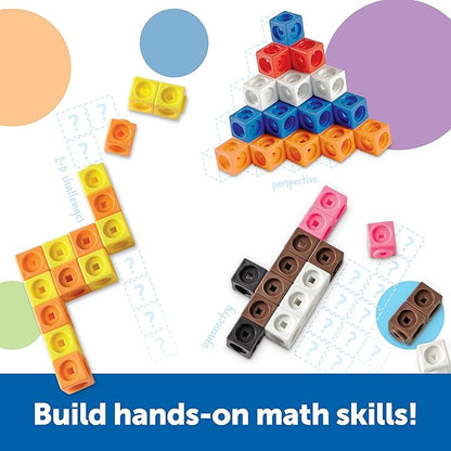 Learning Resources STEM Explorers MathLink Builders - 100 Pieces, Ages 5+, Kindergarten STEM Activities, Math Activity Set and Games for Kids, Linking Cubes, Connecting Cubes